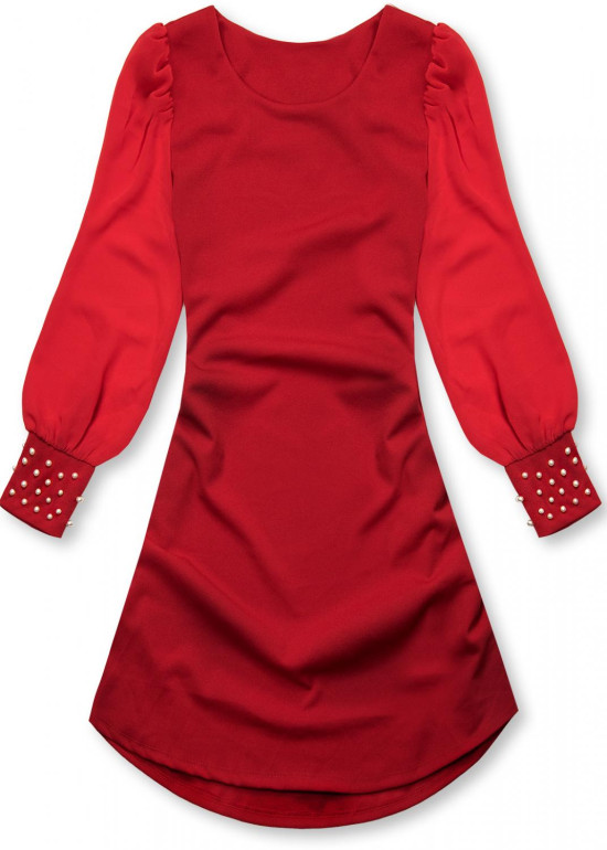 Červené elegantní šaty v A-střihu