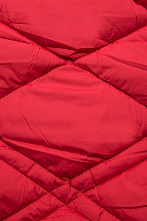 Červená dlouhá prošívaná bunda