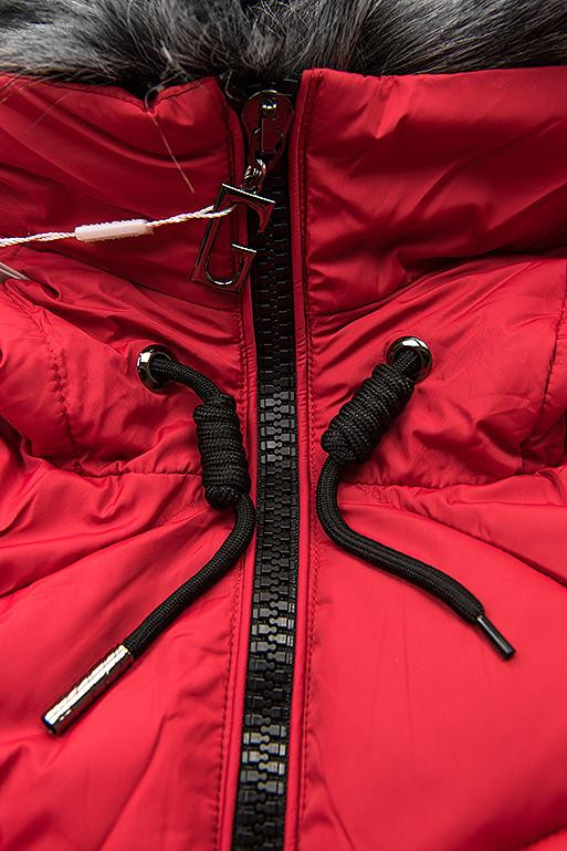 Červená dlouhá prošívaná bunda