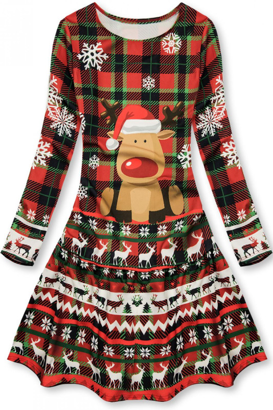 Kárované šaty se sobem