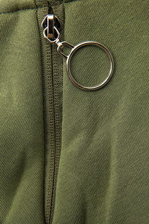 Khaki zelená dlouhá mikina s kapucí