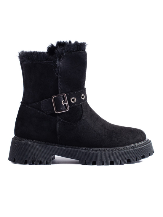 Černé sněhule s přezkou