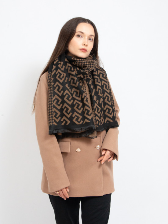 Hnědo-černá vzorovaná šála