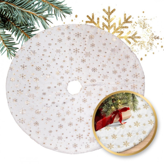 Koberec pod vánoční stromeček bílá/zlaté hvězdy