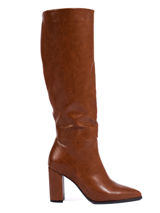 Camel hnědé klasické kozačky z ekokůže