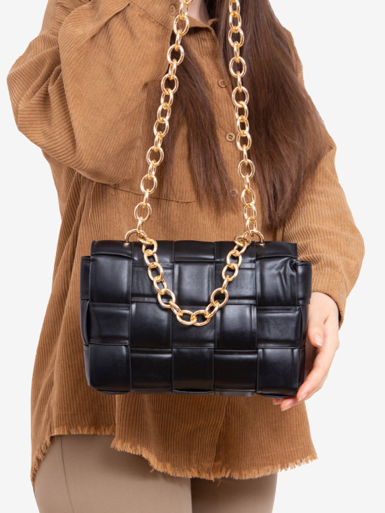 Černá kabelka se zlatým řetízkem MILLY