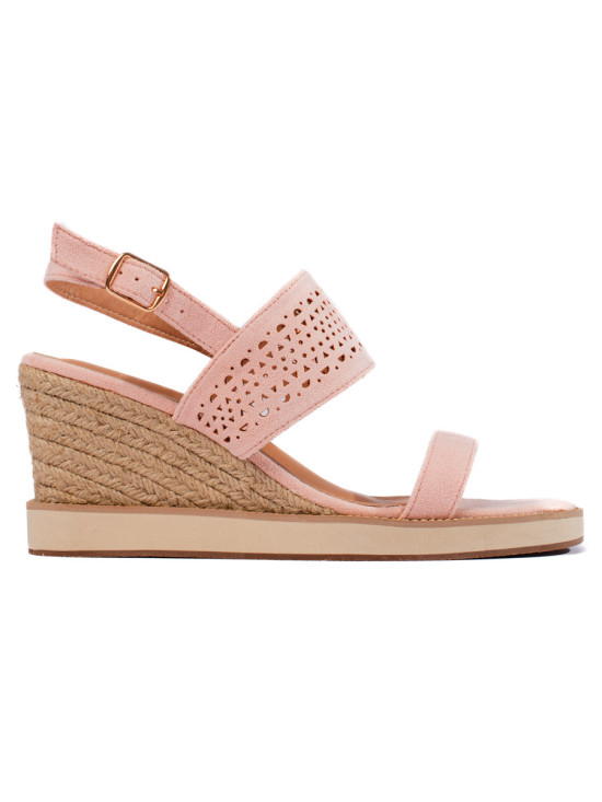 Růžové dámské sandály na klínovém opatku
