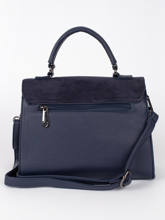 Tmavě modrá elegantní kabelka v semišové kombinaci