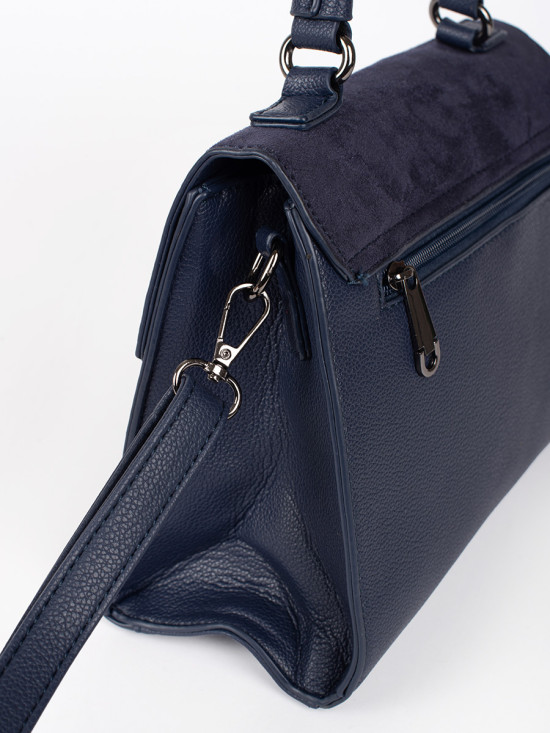 Tmavě modrá elegantní kabelka v semišové kombinaci