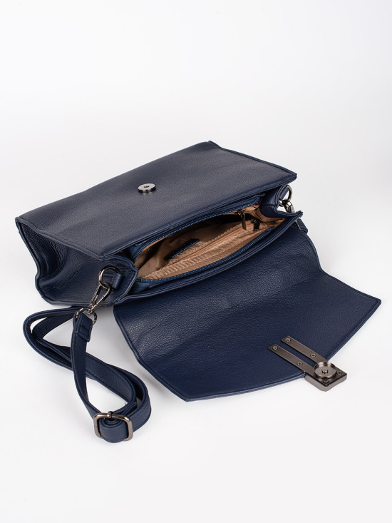 Tmavě modrá elegantní kabelka v semišové kombinaci