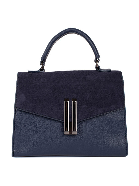 Tmavě modrá elegantní kabelka v semišové kombinaci
