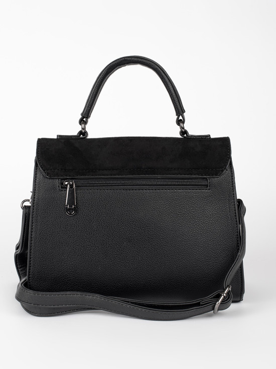 Černá elegantní kabelka v semišové kombinaci