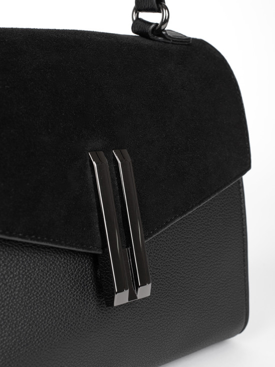 Černá elegantní kabelka v semišové kombinaci