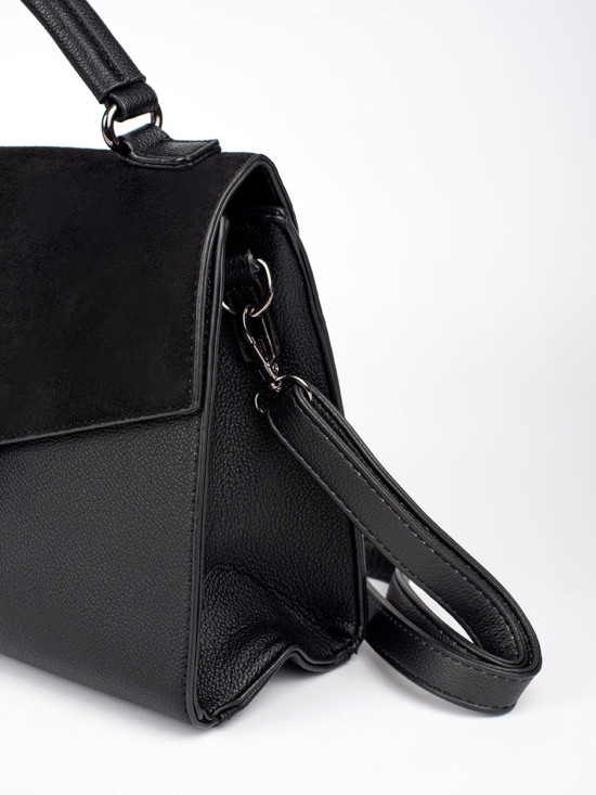 Černá elegantní kabelka v semišové kombinaci