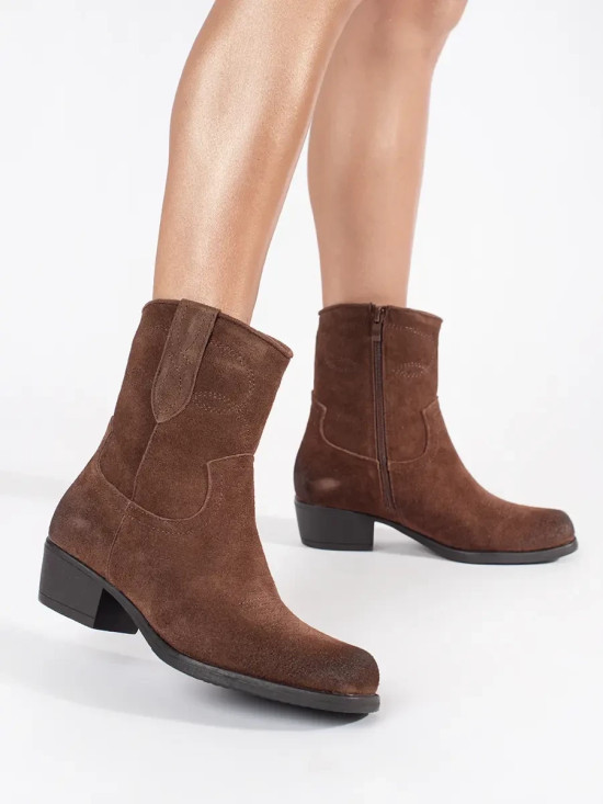 Hnědé kožené kotníkové kozačky Sergio Leone