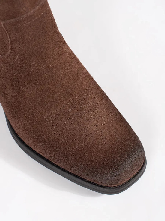 Hnědé kožené kotníkové kozačky Sergio Leone