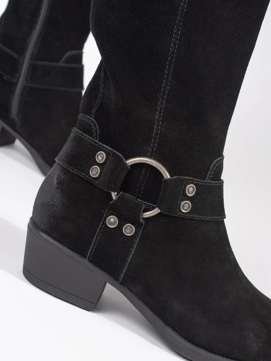 Černé kožené cowboy kozačky Sergio Leone