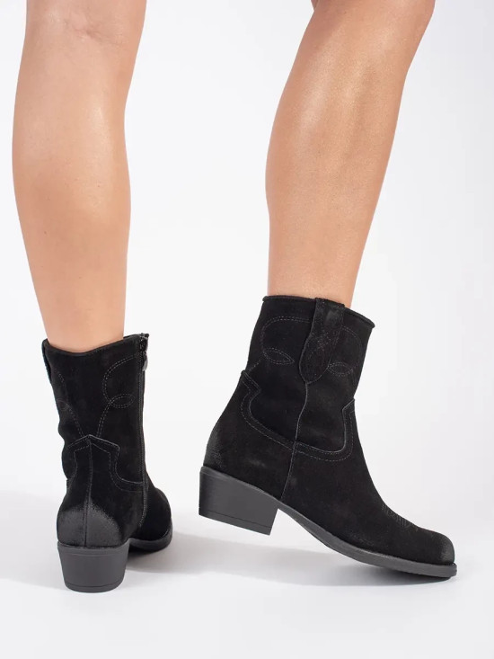 Kožené černé cowboy kozačky Sergio Leone