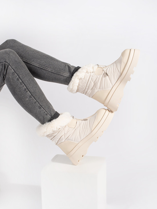 Sněhule na vysoké platformě béžové