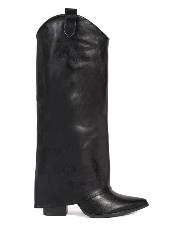 Černé dámské kovbojské kozačky na podpatku