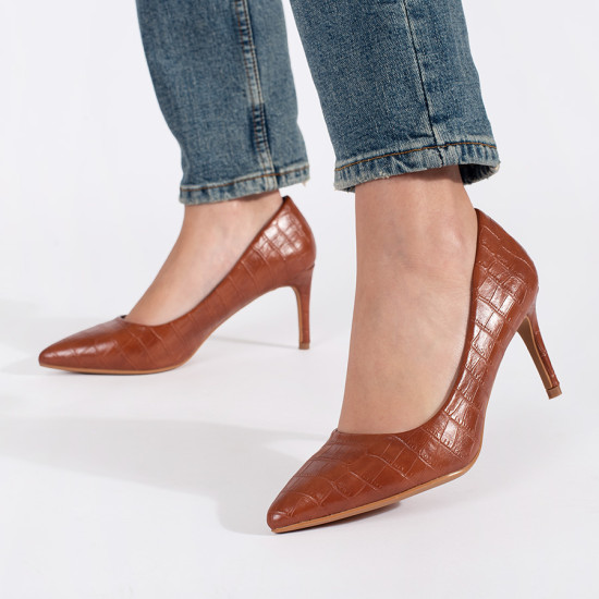 Hnědé lodičky na vysokém podpatku