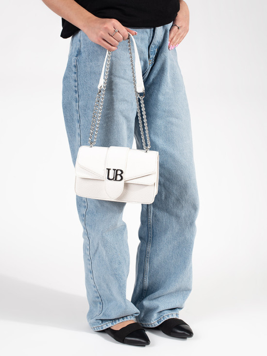 Bílá kabelka se stříbrným řetízkem URBAN BLOSSOM
