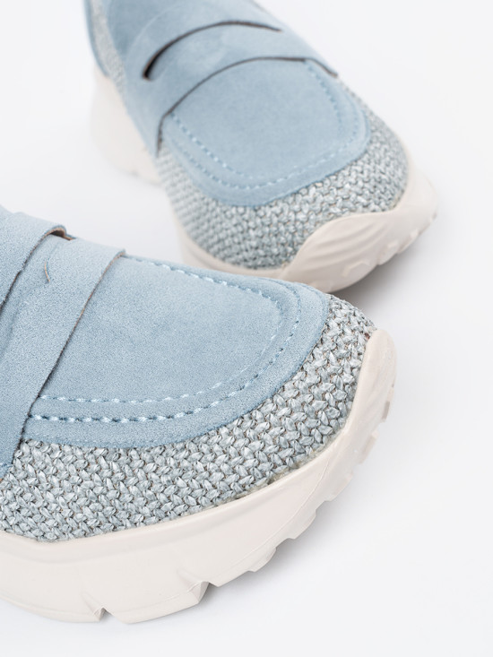 Modré polobotky na hrubé podrážce