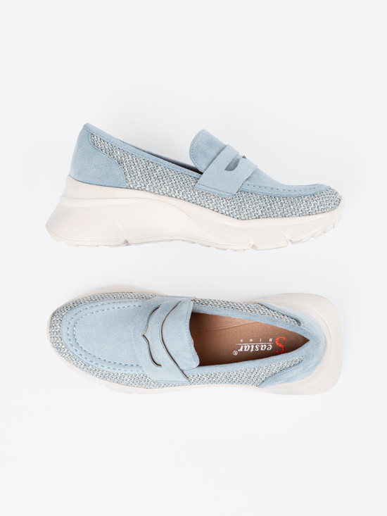 Modré polobotky na hrubé podrážce