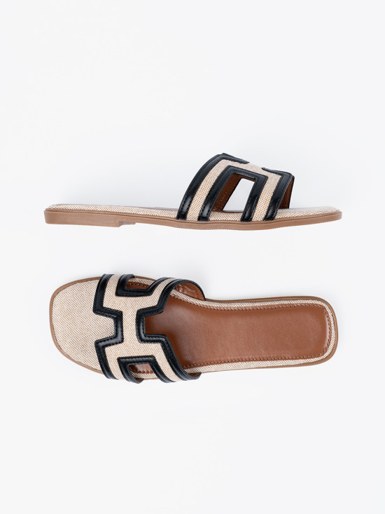 Pantofle na plochém podpatku černé