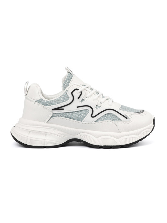 Bílo-zelené sneakersy s ozdobnými prvky