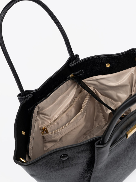 Klasická černá shopperka z ekologické kůže