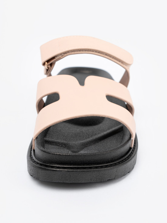 Béžové pantofle s páskem na suchý zip