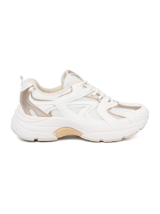 Bílé sneakersy s béžovo-zlatými detaily