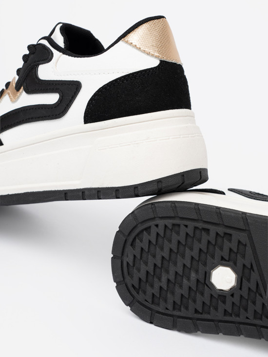 Černo-bílé sneakersy se zlatými detaily