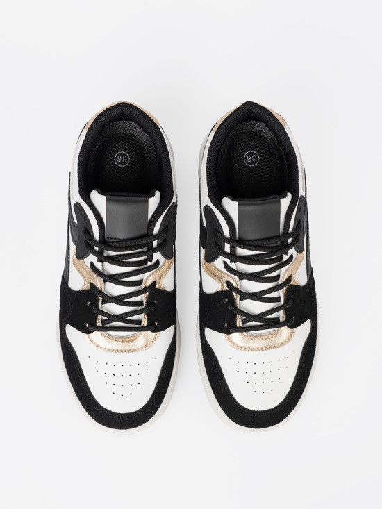 Černo-bílé sneakersy se zlatými detaily