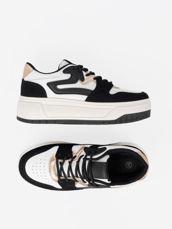 Černo-bílé sneakersy se zlatými detaily