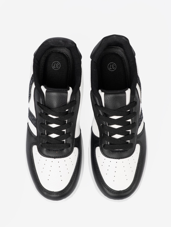 Stylové černo-bílé sneakersy s třpytivými detaily