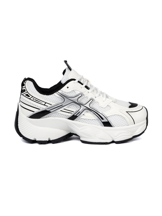 Bílo-černé pohodlné sneakersy se síťovinou