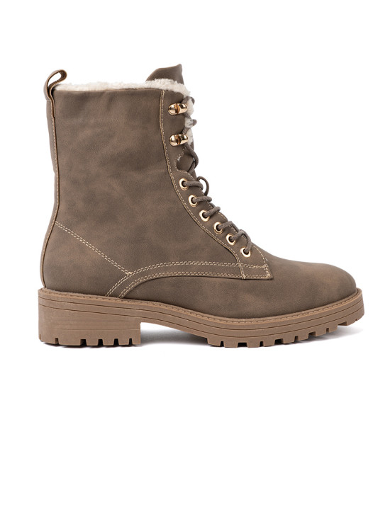 Stylové tmavě béžové kotníkové boty s hrubou podrážkou