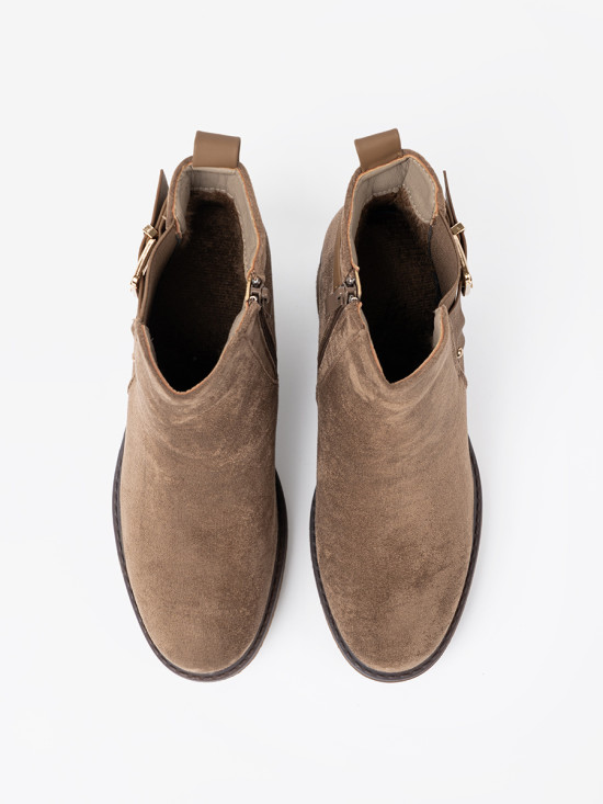 Stylové béžové kotníkové kozačky na pohodlném podpatku