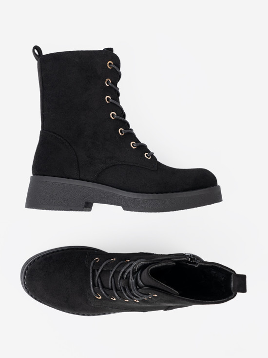 Pohodlné černé workery na ploché podrážce