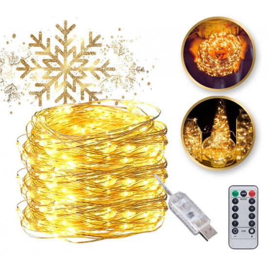 Vánoční světla - 200 LED, 20m, teplá bílá