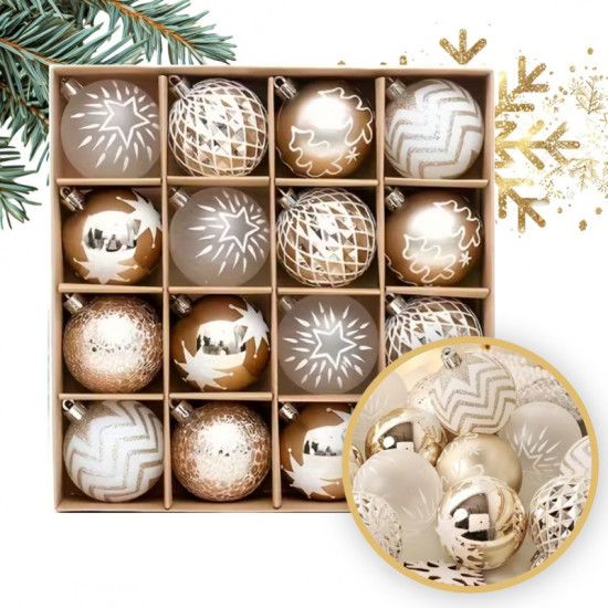 Ozdoby na stromeček zlaté, 6 cm, 16 kusů