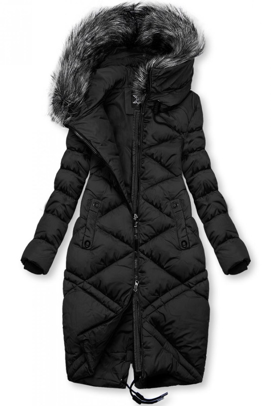 Černá dlouhá prošívaná bunda