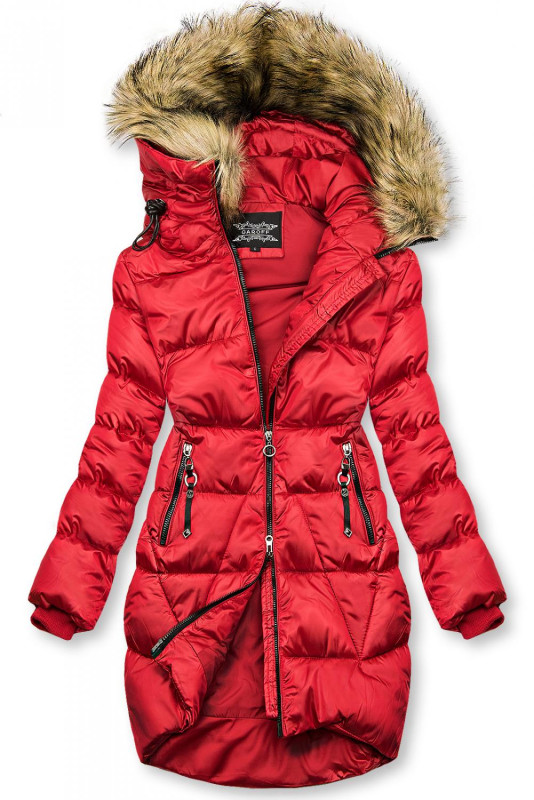 Červená lesklá zimní bunda