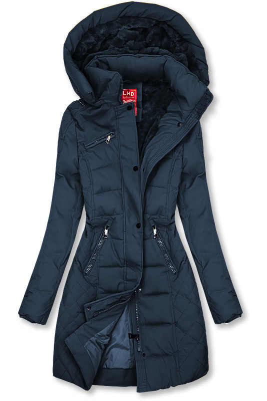 Teplá prošívaná bunda v tmavě modré barvě