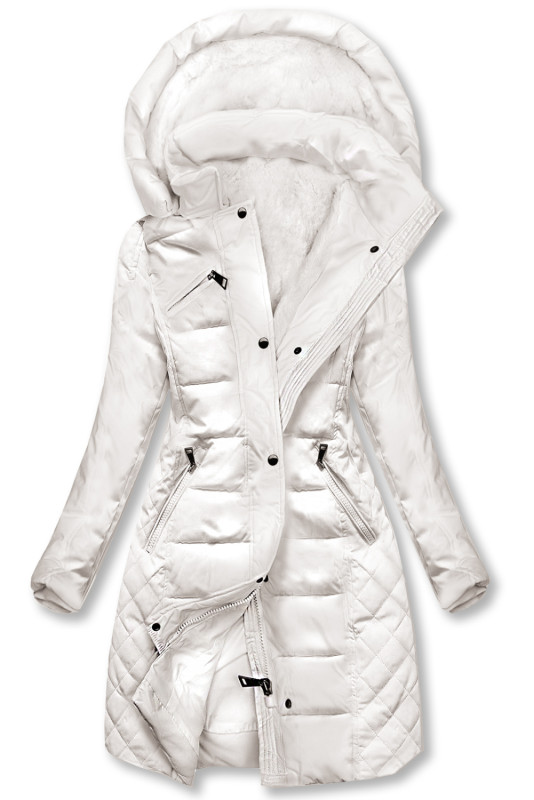 Teplá prošívaná bunda v ecru barvě