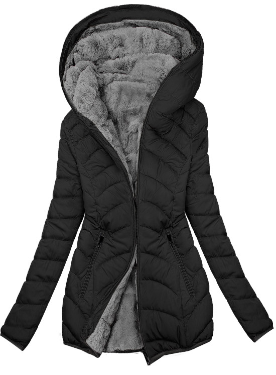 Oboustranná zateplená bunda černá/šedá