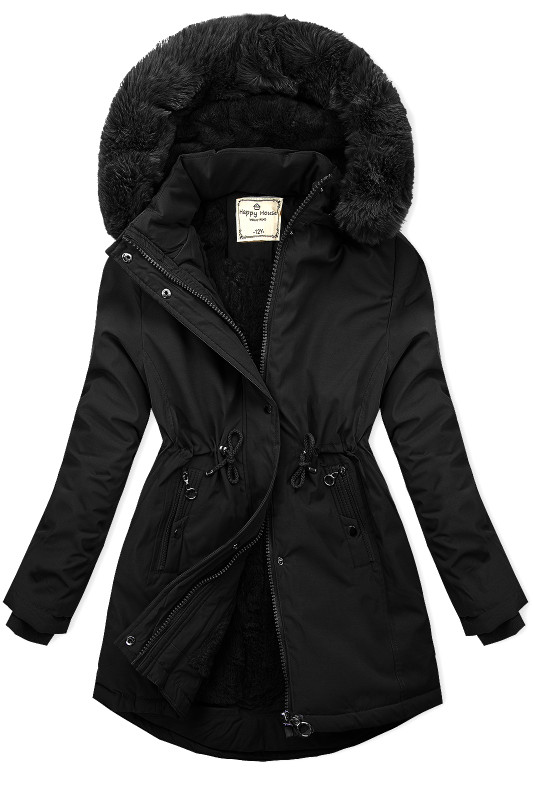 Černá dětská parka s kožešinou