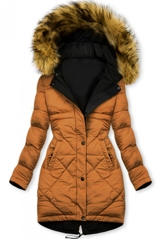 Černo-hnědá oboustranná zimní bunda